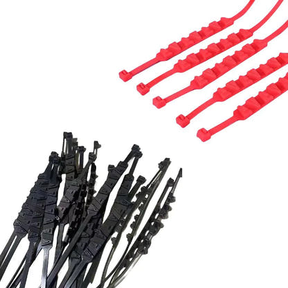 Black and red nylon tyre straps; colour reference, pack quantity selected separately