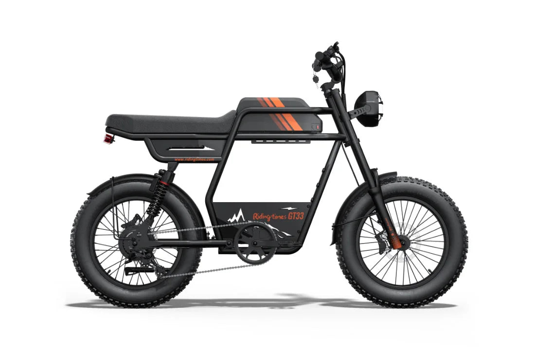 Riding Times GT33 single-battery electric cargo bike, right-side profile on white