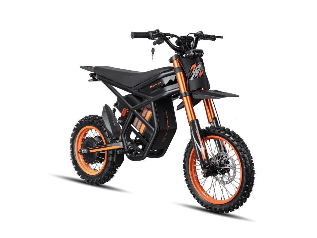 Riding Times GT54 electric mini dirt bike front three-quarter view on white background