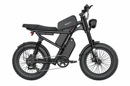 Riding Times Z8 Pro black fat-tyre electric bike, full side view on a white background