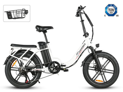 White SAMEBIKE CY20 Pro folding electric bike side profile