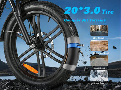SAMEBIKE CY20 Pro 20 by 3 inch tyre feature