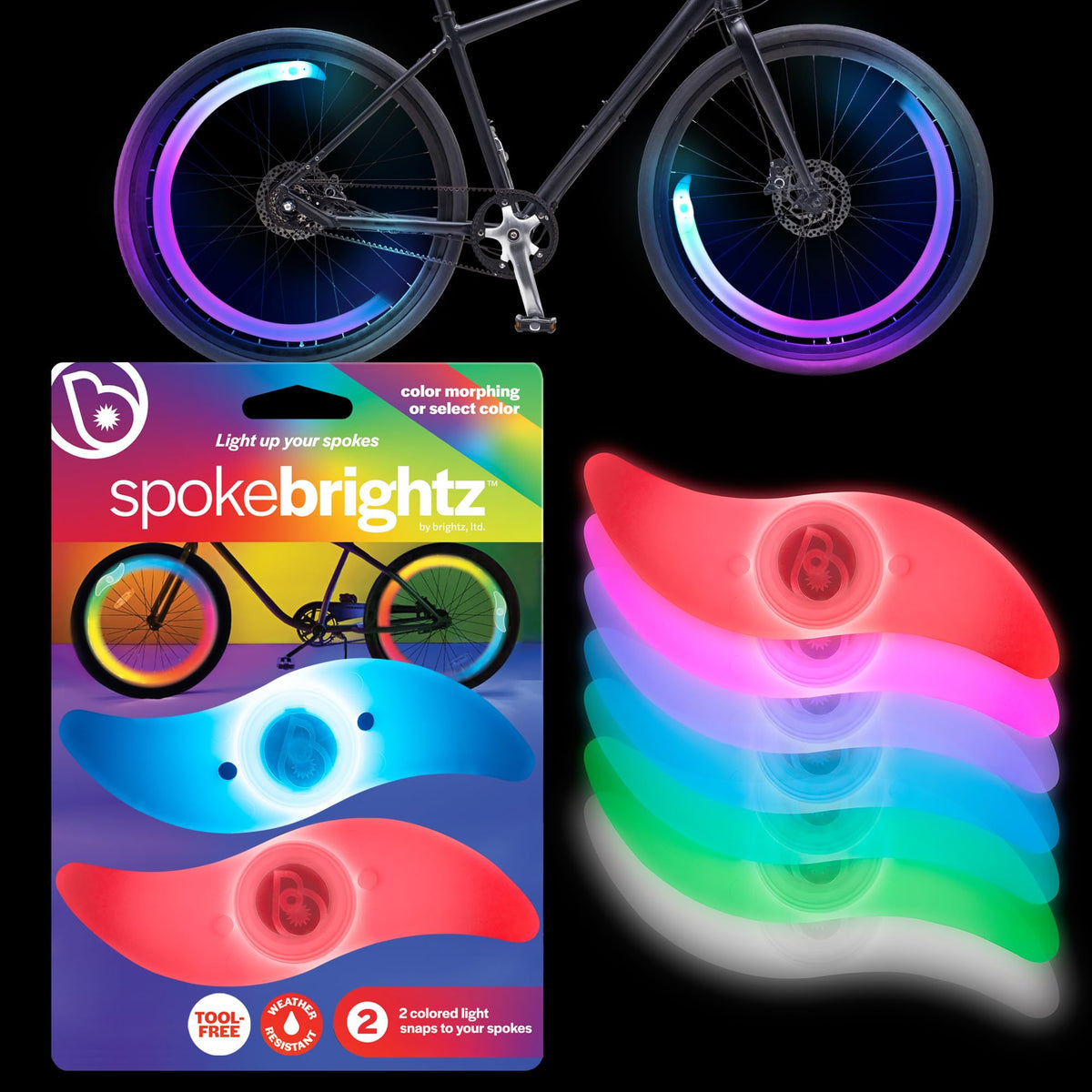 Brightz SpokeBrightz Colour-Changing Wheel Lights - 2 Pack