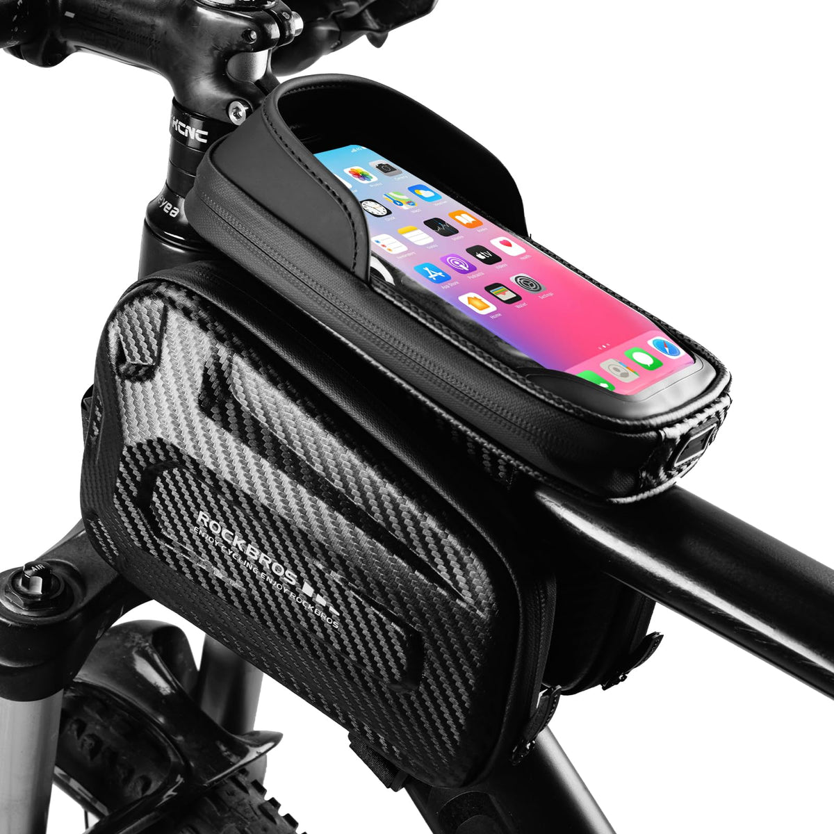 ROCKBROS 1.3L Top Tube Phone Bag with Sun Visor