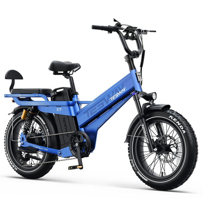 TESWAY X7 Pro blue electric bike studio view