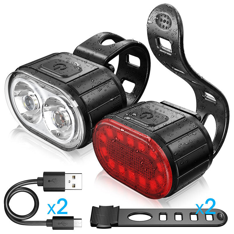 USB Rechargeable Bicycle Front and Rear Light Options