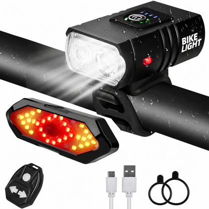 Rechargeable Bike Light Set with Turn Signals & Horn