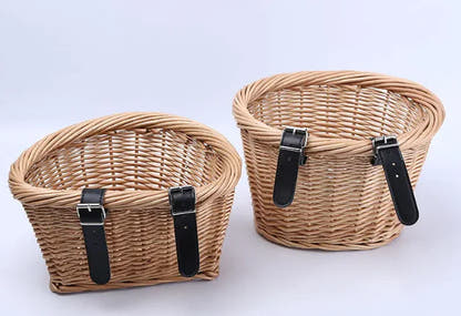 Supplier photograph of willow bicycle basket options