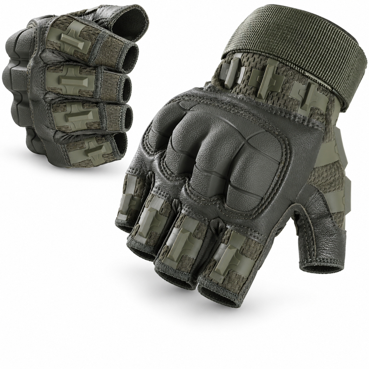 WTACTFUL Fingerless Riding Gloves — Green Medium
