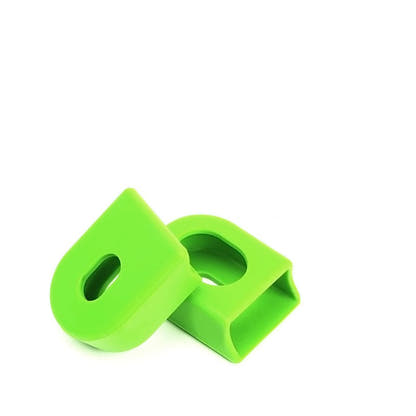 Green silicone bicycle crank-end protectors, pair