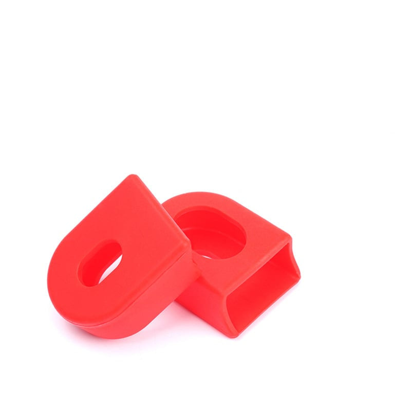 Red silicone bicycle crank-end protectors, pair