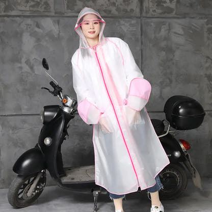 Pink edging riding rain poncho