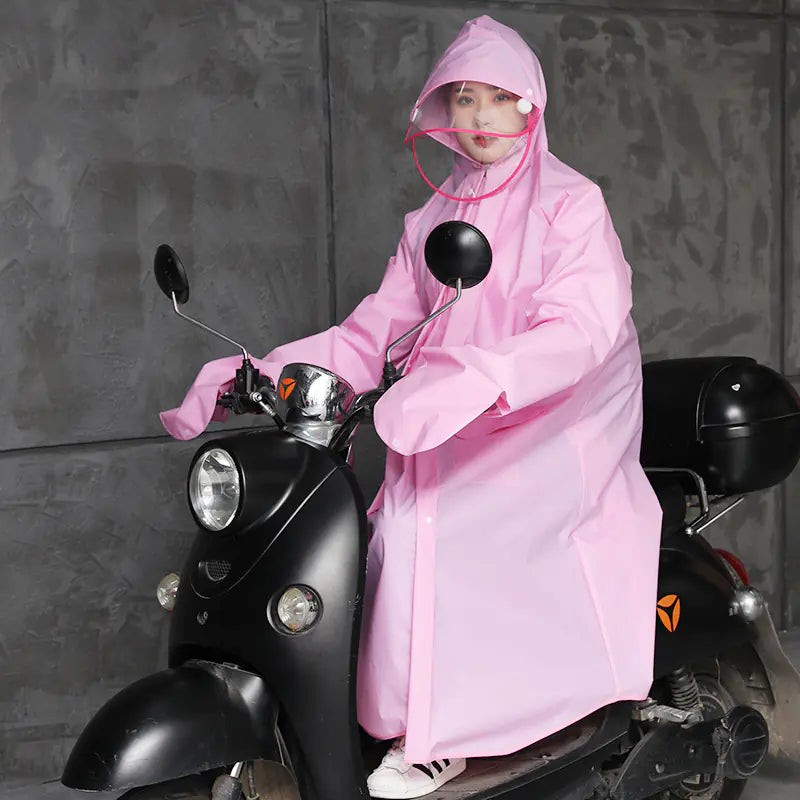 Pink solid color riding rain poncho