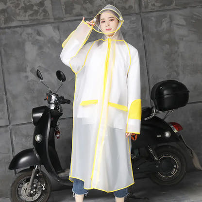 Yellow edging riding rain poncho