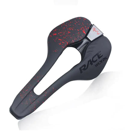 Red/M hollow-centre bicycle saddle — exact supplier photo