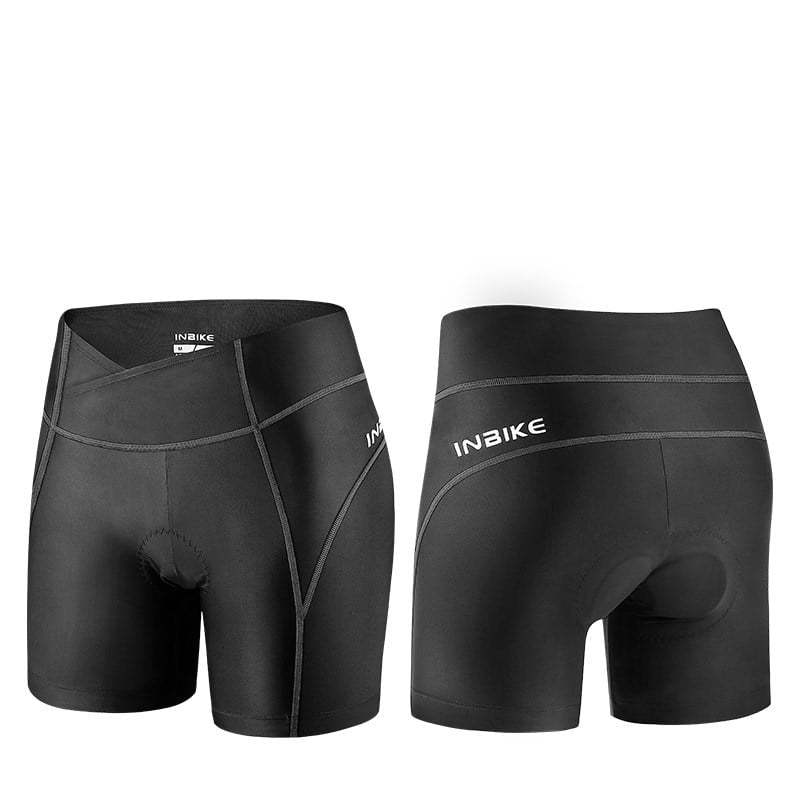 Black cycling shorts with black stitching, supplier colour label Black
