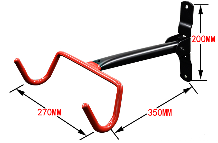 One black and red twin-arm bicycle wall hanger; select 1 or 2 hangers