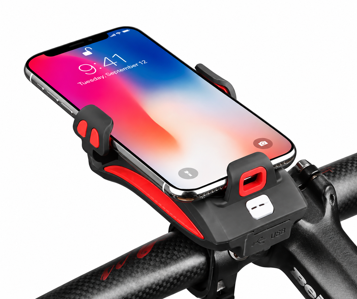 4-in-1 Rechargeable Bicycle Light with Horn and Mount